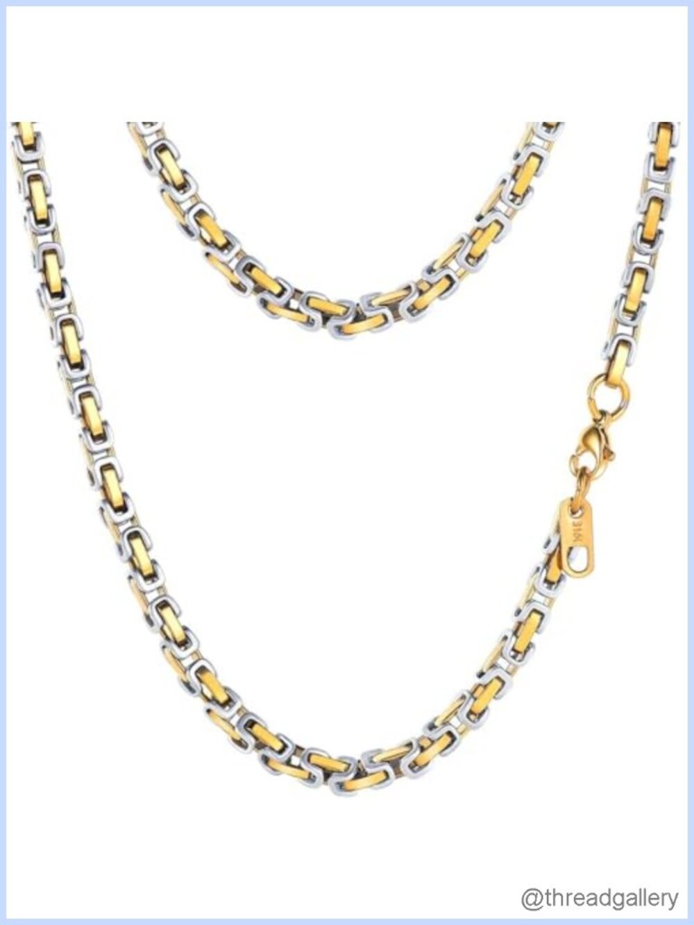 Byzantine Chain Necklace Stainless Steel Gold Plated Men Jewelry
